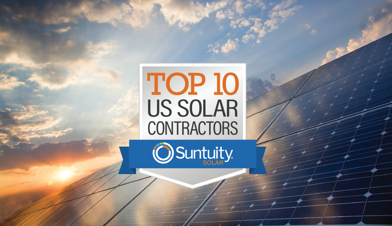 Suntuity Solar listed among top 10 Residential Solar contractors in the US